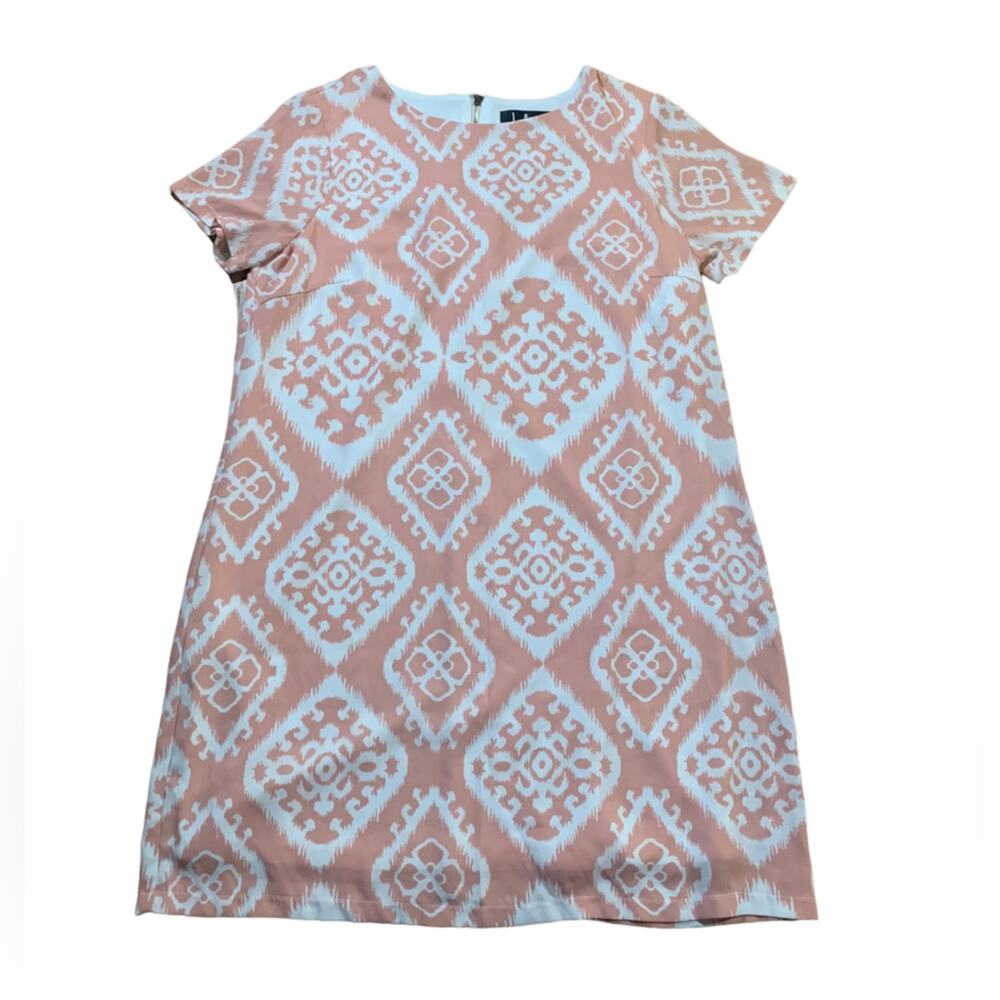 Lulus Give Me a Print Blush Pink Print Shift Dress Mini Short Sleeve Size Large